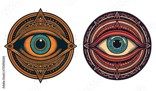 set of all seeing eyes icons