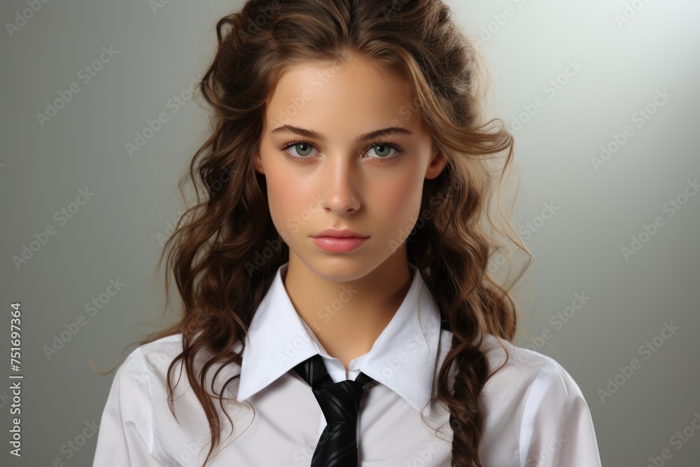 Portrait of a teenage girl in school uniform Portrait of a teenage girl in school uniform