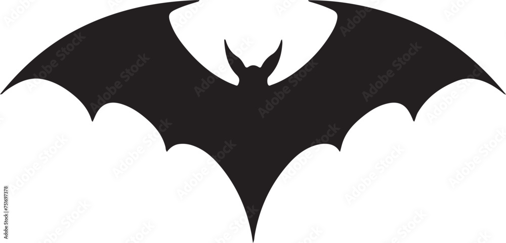 Bat Silhouette Vector Illustration White Background