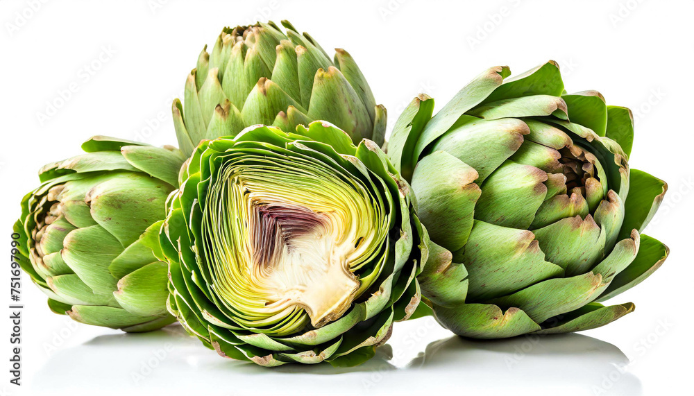 Obraz premium Artischoken isoliert auf weißen Hintergrund, Freisteller
