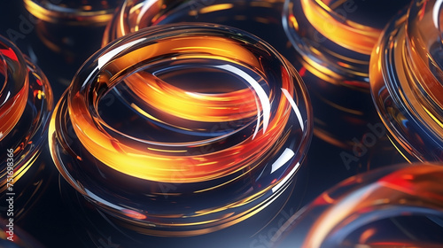 Abstract 3D render of fiery orange swirls creating a vibrant art display