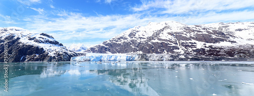 Panoramic Margerie Glacier in Glacier Bay National Park, Alaska, USA