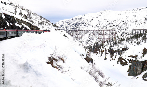Snow Covered Scenic Yukon White Pass Railway. Skagway, Alaska