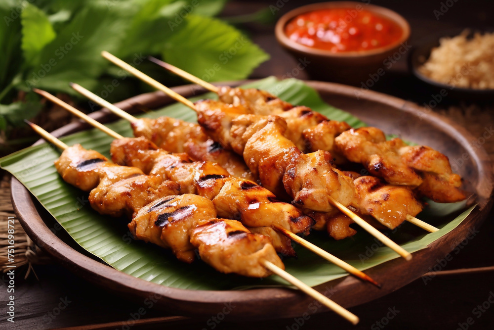 Grilled Chicken Satay Thai food style