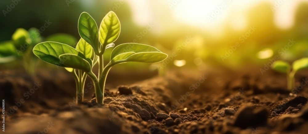 soybean growth in farm - obrazy, fototapety, plakaty 