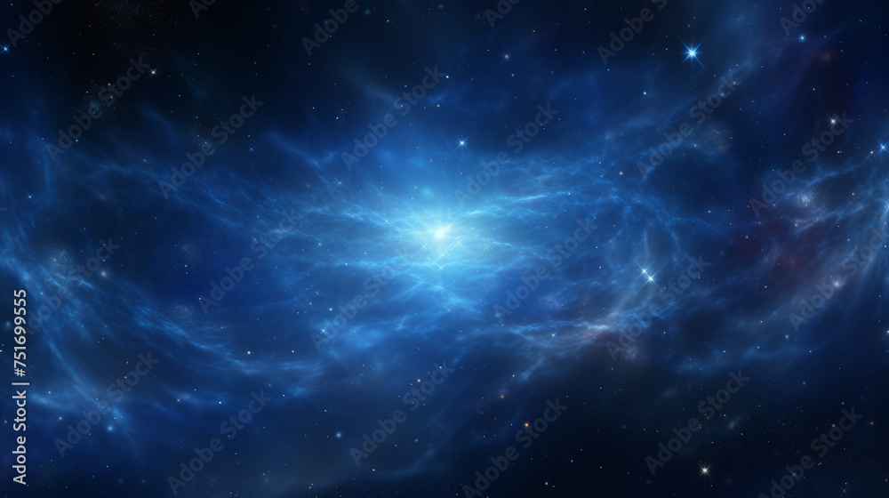 A serene digital image depicting soft blue cosmic dust and distant starlight evoking a sense of peace and tranquility A serene digital image depicting soft blue cosmic dust and distant starlight evoking a sense of peace and tranquility