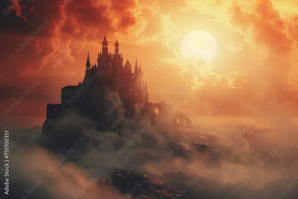 At Ragnaroks dawn worlds clash a cream castle against a backdrop of anger standing tall and unyielding