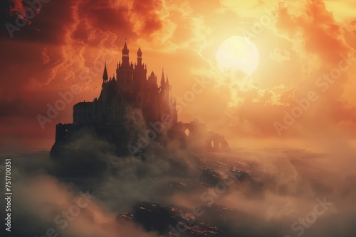 At Ragnaroks dawn worlds clash a cream castle against a backdrop of anger standing tall and unyielding
