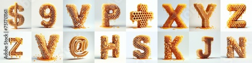 Honeycomb Lettering Typeface. AI generated illustration