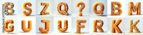 Honeycomb Lettering Typeface. AI generated illustration