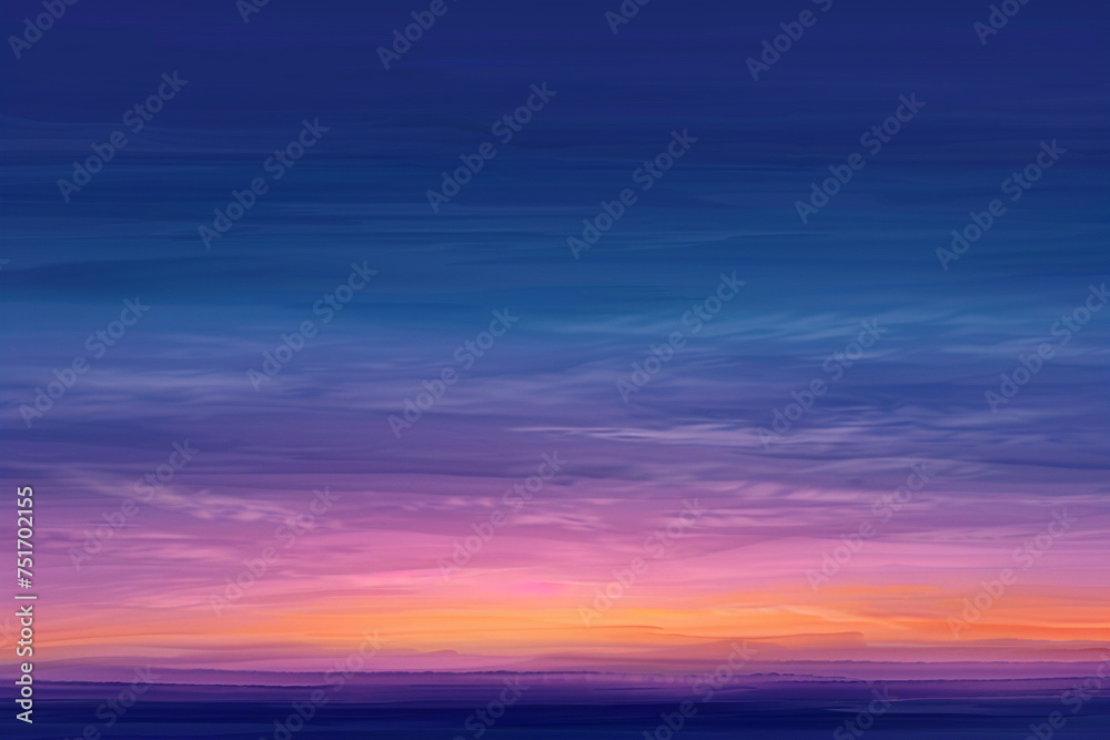 Design a mottled background capturing the subtle beauty of a twilight sky, with a harmonious blend of indigos, violets, and the last hints of orange at the horizon