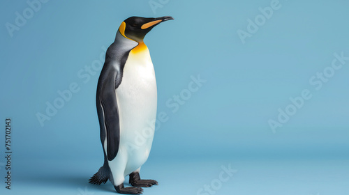 Pinguim imperador isolada no fundo azul - Papel de parede