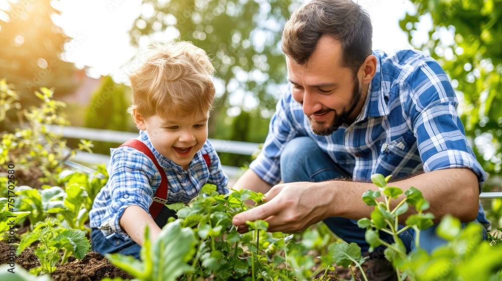 custom made wallpaper toronto digitalParent and Child Engaged in Eco-Conscious Activities, Emphasizing Mindful Parenting and Environmental Awareness Concept