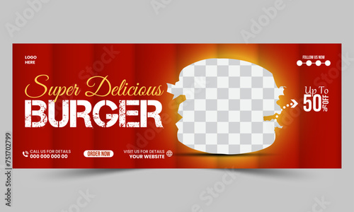 modern Burger sale food menu social media facebook cover or web banner template