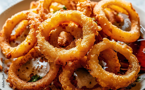 Capture the essence of Onion Rings in a mouthwatering food photography shot
