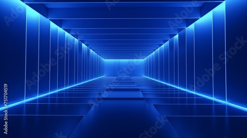 3D Blue Room with Light Style Background.