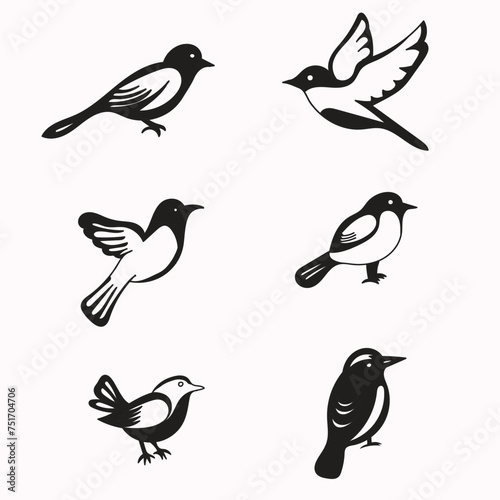 Set of bird silhouettes. Vector elements for design.