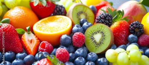 Fresh and colorful bowl of assorted ripe and delicious fruits, healthy eating concept