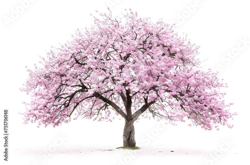 pink sakura Cherry blossom tree on white background generative ai