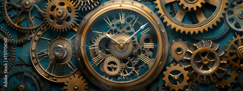 Gears and mechanisms of a clock. Interlocking gears in perfect harmony  orchestrating the passage of time with mesmerizing precision.