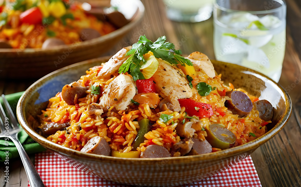 Capture the essence of Jambalaya in a mouthwatering food photography shot Capture the essence of Jambalaya in a mouthwatering food photography shot