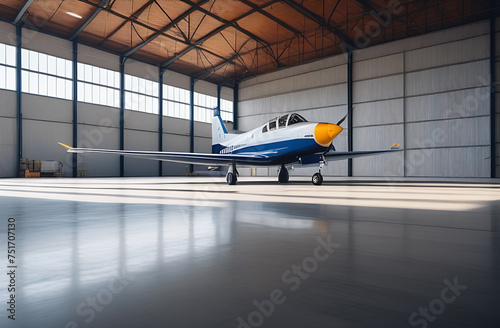 Aircraft parked in hangar at Aerospace manufacturer