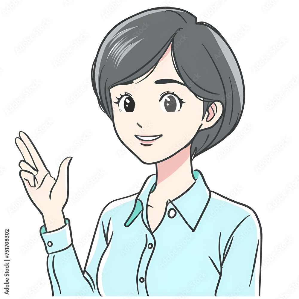 rofessional Woman with Raised Hand - Minimalist Illustration rofessional Woman with Raised Hand - Minimalist Illustration
