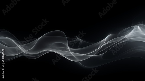 Abstract White Smoke Swirls Against Black Background