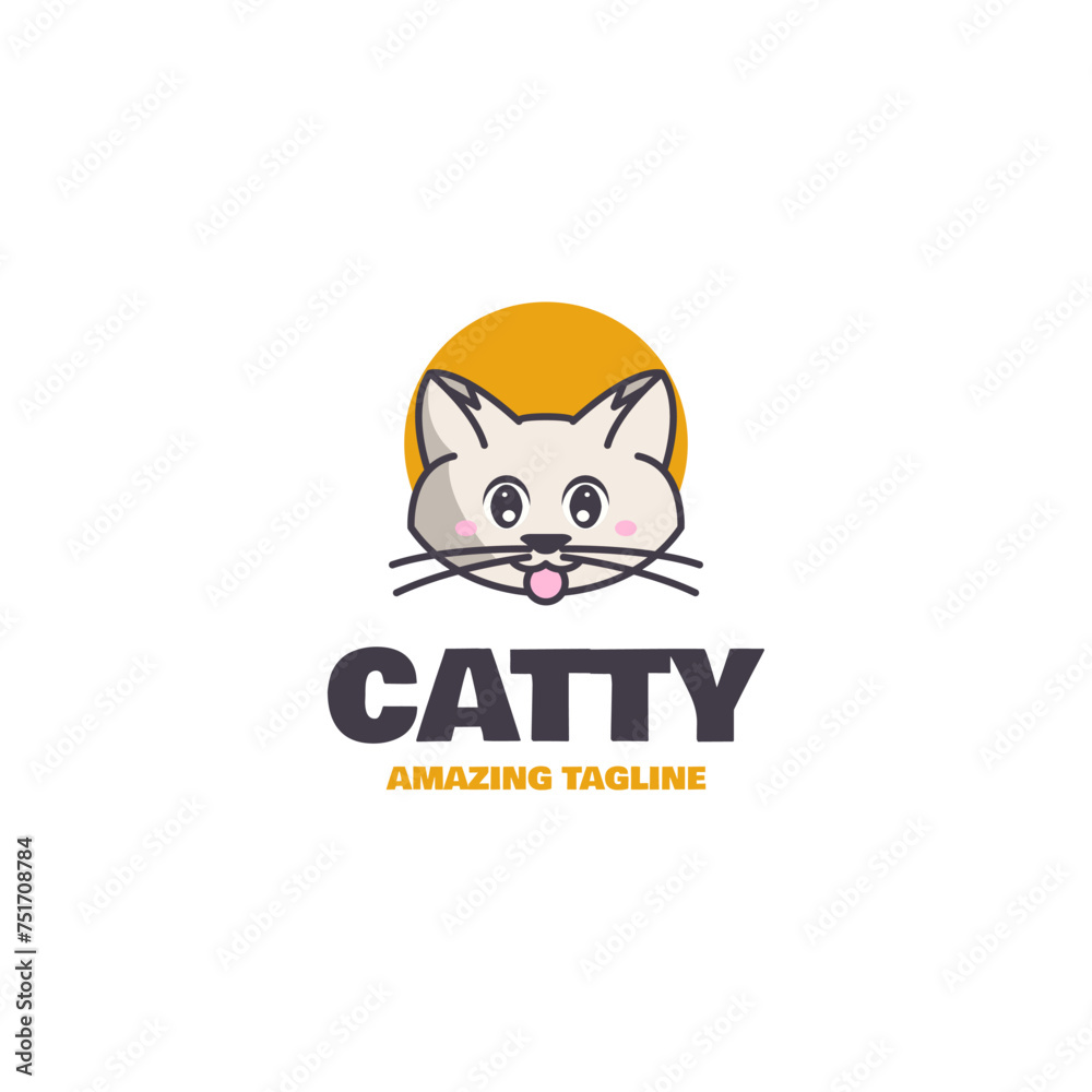 Cute white cat with cartoon, vector illustration Cute white cat with cartoon, vector illustration