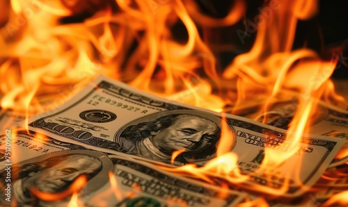 Burning dollar bills
