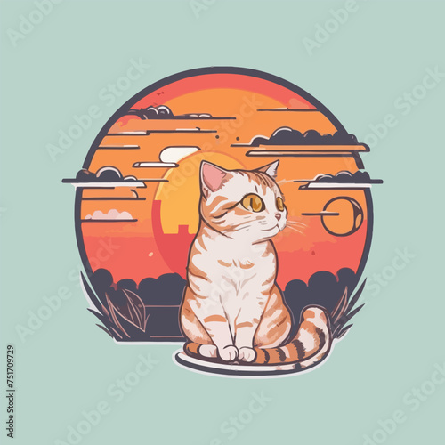 Beautiful Cute Cat Vector Illustration For T Shirt Design