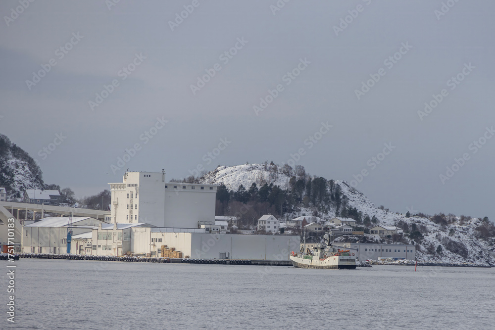 View of the port of coastal city Ålesund