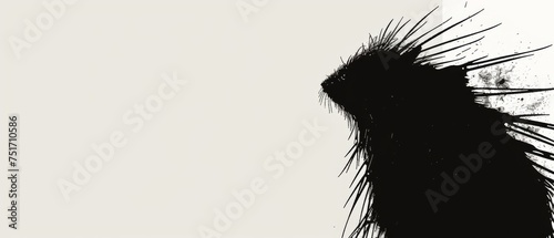 a black and white photo of a cat's head with hair sticking out of the back of it's head. photo