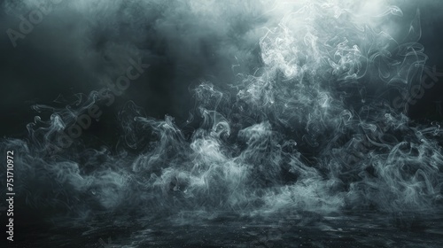 Dark, brooding concrete backdrop and swirling smoke create a striking focus for the product. photo