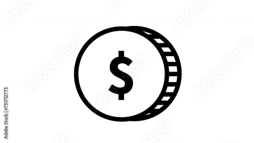Icon shining dollar coin animated 2d motion graphics