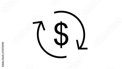 Animated dollar currency on a white background