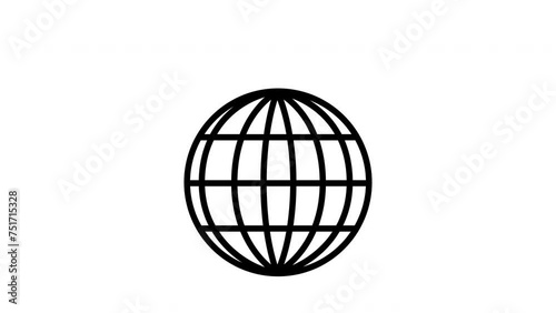 Animated rotating globe and value of the dollar currency is rising on a white background