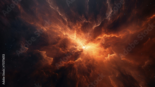 High-resolution image of a nebula with rich orange tones, representing a dynamic cosmic cloud