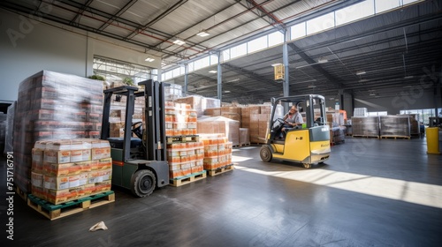 Forklifts transporting pallets of fresh produce 
