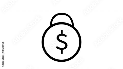 Saving dollar currency lock animated icon