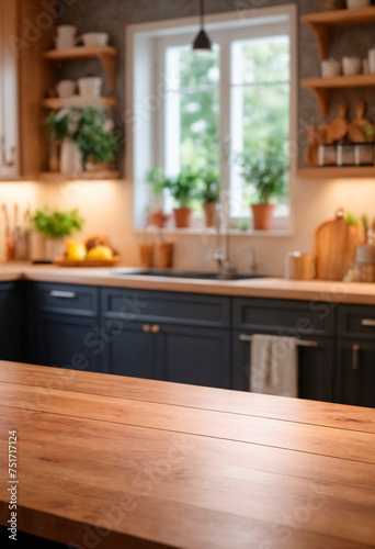 Wooden Countertop in Kitchen Near Window The natural light coming through the window highlights the grains of the wood  creating a cozy atmosphere.