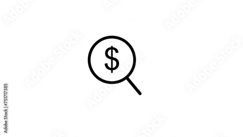 Dollar symbol loop searching animated motion graphics