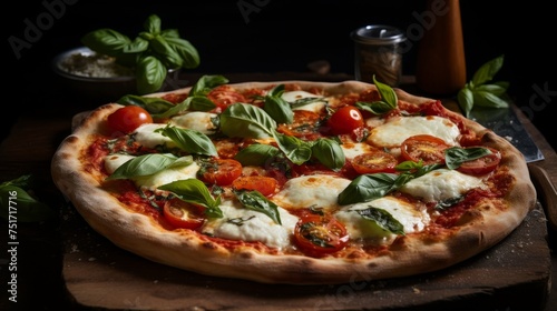  Fresh Homemade Italian Pizza Margherita with buffalo mozzarella and basil