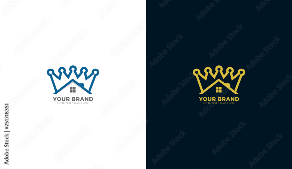 House crown logo. House and crown icon design. Graphic vector illustration House crown logo. House and crown icon design. Graphic vector illustration