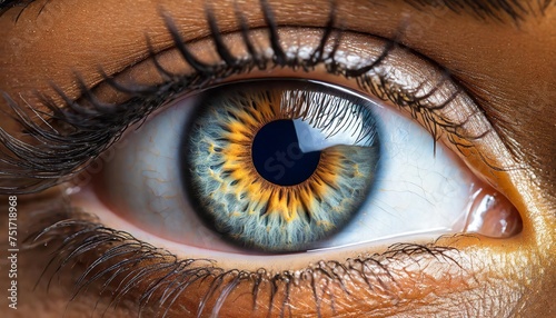 close up profle photo of a dark skin female eye iris pupil eye lashes eye lids