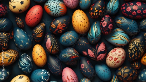 Easter Egg Pattern: Seamless pattern with various egg designs.