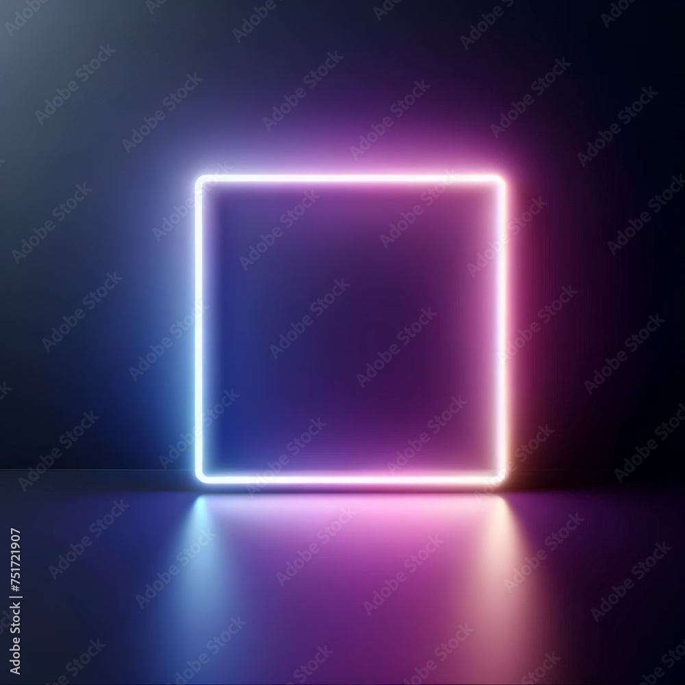 Neon square glow on dark background
