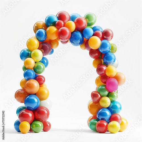 Colorful 3D Arch Made of Shiny Balloons