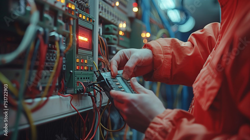 Electrical engineers use multimeters to test the installation of electrical systems and electrical currents in control cabinets