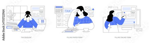 Filing taxes isolated cartoon vector illustrations se